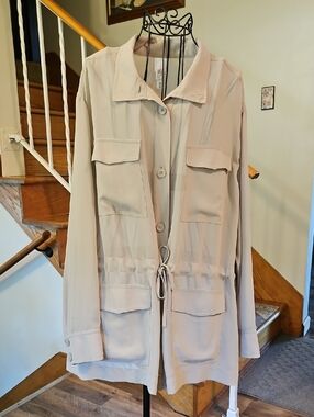 👚Wynne Layers Sheer  Beige Drawstring Utility Blouse